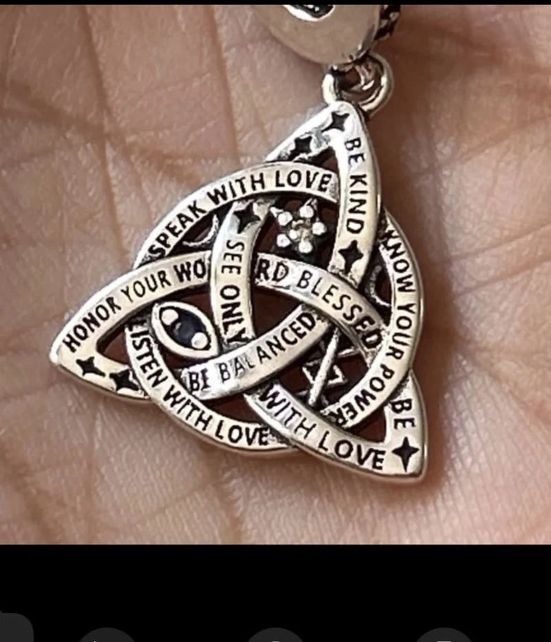 Celtic Knot S925 Silver Trinity Weave Charm  Moon Bind Rune Protection Witch New Charms