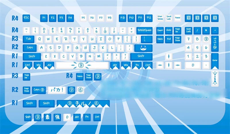 Touhou Project Cirno Theme Mechanical keyboard keycaps PBT 129keys For Cherry MX Model