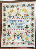 WonderArt A TRUE FRIEND Counted Cross Stitch Kit # 1802 11" x 14" opened Model