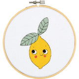 Vervaco counted cross stitch kit with embroidery ring "Eva Mouton Lemon", Diam 1 Model