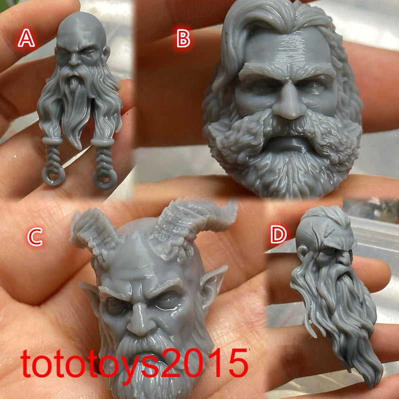 1:6 1:12 1:18 Beard Knight Old Men Head Sculpt For 12" 6" 3.75" Male Figure Doll Model