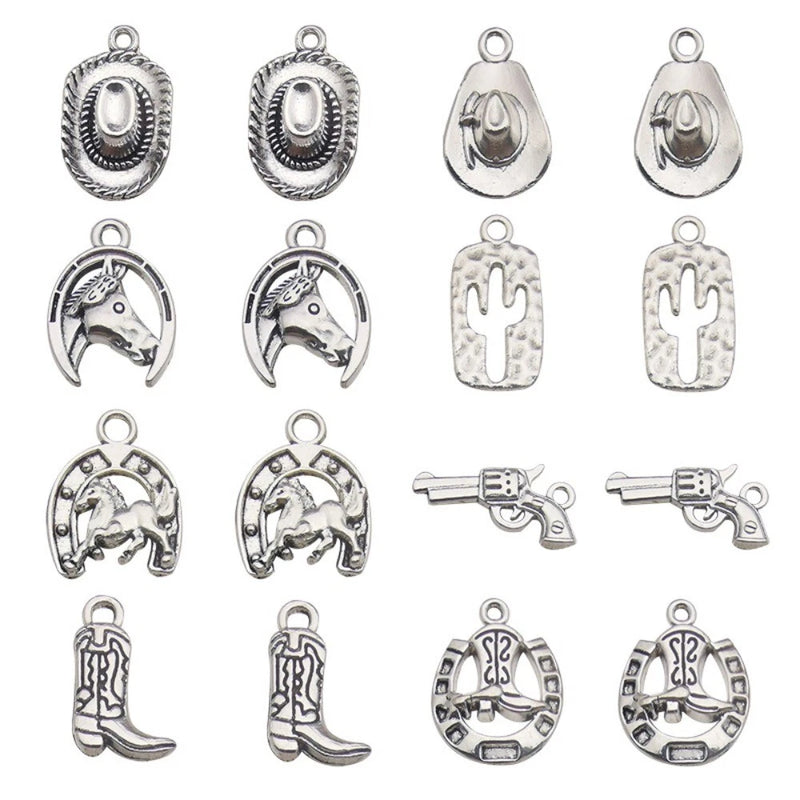48Pcs Cowboy Charms Hat Boots DIY Jewelry Making Pendant for Bracelets Necklace Charms