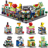 MOC Makeup Flower Hair Salon Fruit Bookstore Building Block Model Kit Toy Gift Model