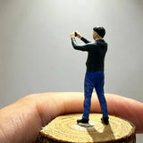 Mini Man Taking Photo Display Decoration Miniature Person Statue Model