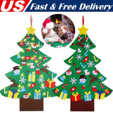 4FT LED Felt Christmas Tree DIY Felt Xmas Kits w/ 36pcs Ornaments and 5M Lights Model