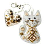 DIY Faux Leather Bead Embroidery Kit Bag Charm Kitten with Heart unique gift Model