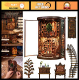 3D DIY Miniature Wooden Puzzle Kit with LED Light - Adult Craft, Bookshelf Decor Model