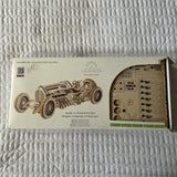 UGEARS U-9 Grand Prix Car Wooden Mechanical Model 3D Puzzle Kit - Open Box Model