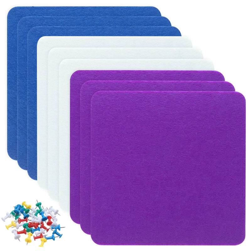 Felt Board Tiles, 9 Pack Self Adhesive Square Pin Board with Push Pins Model