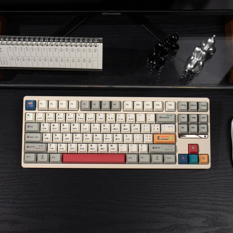 PBT Vintage Gray C64 Thick Theme Keyboard Keycaps Cherry Profile Set for MX Model