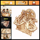 3D Wooden Marble Run Puzzle Kit - DIY Mechanical Assembly Model for Ages 14+ Model