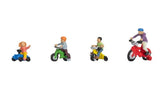 NOCH HO Scale Children on Bicycles (4 coloured figures with bikes) Model