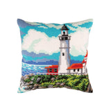 CDA stamped cross stitch kit cushion "Lighthouse on the shore the bay", 40x40cm, Model