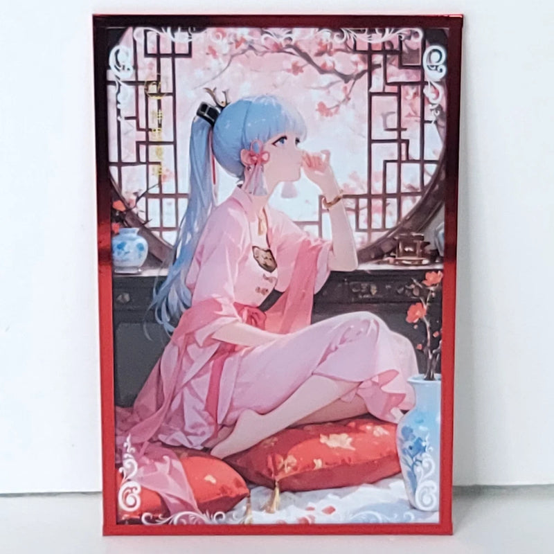 Ayaka Pink Kimono Premium Waifu Card Anime Girl Art Oversized Board A6 Model