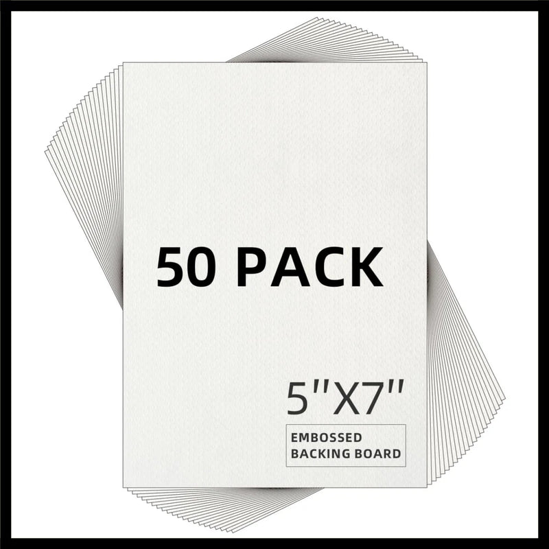 50 Pack Embossed Backing Board, 5x7 Acid-Free Mat Boards Model