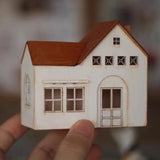 DIY Unpainted Unfinished 1:144 Scale Dollhouse Miniatures Kit Mini House Villa Model