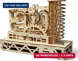 3D Wooden Puzzles for Adults, Motorized Marble Run Spiral Model Kit - Natural Wo Model
