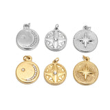 10pcs Stainless Steel Gold Medal Moon Star Charms Pendant Necklace Jewelry Craft Charms