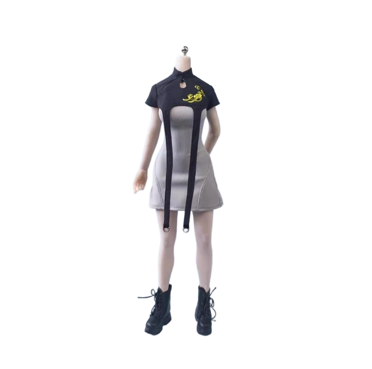 1/6 Female Stand Collar Top Stretch Bodycon Skirt Model For 12" Action Figure Model