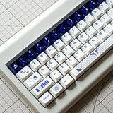 PBT Keycap, White Minimalist Geometric Keycap, Cool Blue Clear Key Caps, 189 Key Model