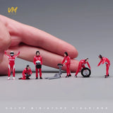 1/64 6pcs Scene Props Racing mechanic Model Miniatures Figure Mini Dolls For Car Model