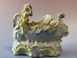 Antique German Bisque Porcelain Lady Swan Figural Planter Jardiniere c1900 Model