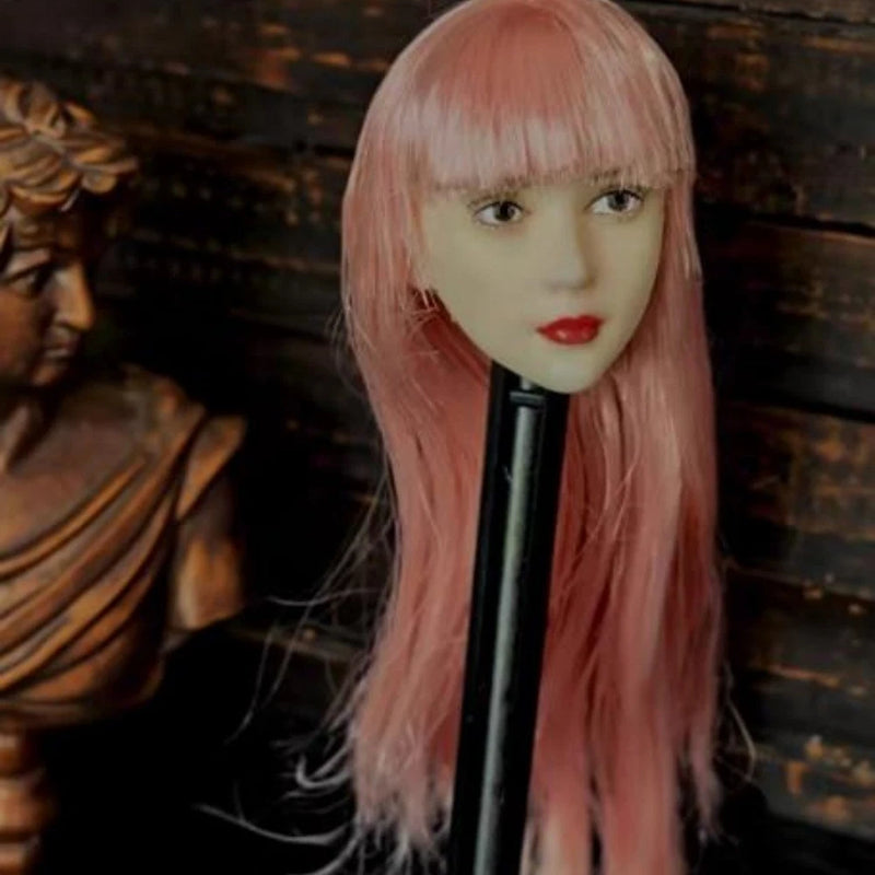 1/6 Scale Female xiao Qi Expression Head Model Pink hair For 12"figure Model