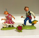 Vintage Panco Portugal Folk Dancer Figurines Pair Hand Painted Floral Model