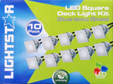 10 Pc Square LED Deck & Step Lights Kit DIY Stainless Steel White Complete Kit Model