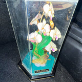 Gold Plated Metal Orchid Flower Figurine 3D Display Case w/ R. Farmer Plaque Model