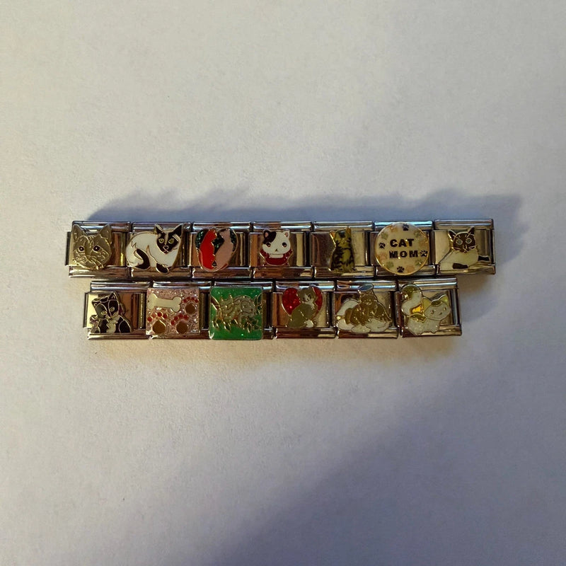 13 Stainless Steel Italian Modular Charm for Bracelet - Cats Cat Mom Lot Charms