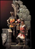 1/32 54mm Medieval Knight Duo Figurines Model with Detailed Armor and Scenic Model