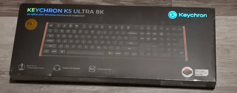 Keychron K5 Ultra 8K Full Size Low Profile Wireless Keyboard Milk POM Red New Model