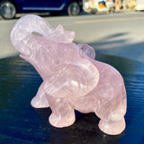 1.2LB Rose Quartz Hand Carved Elephant Crystal Healing Stone Figurine Home Decor Model