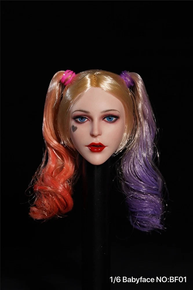 1/6 Plant Hair Clown Girl Head Carving Sculpt Model Fit 12'' Figure Model