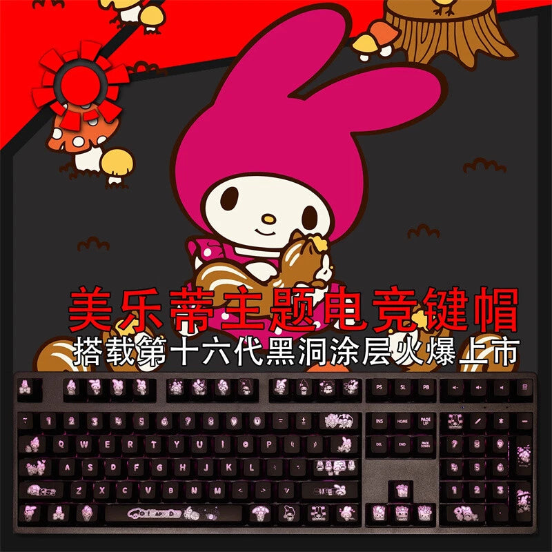 Anime My Melody RGB Cherry MX 104 Keys Cartoon Keycaps For Mechanical Keyboard Model