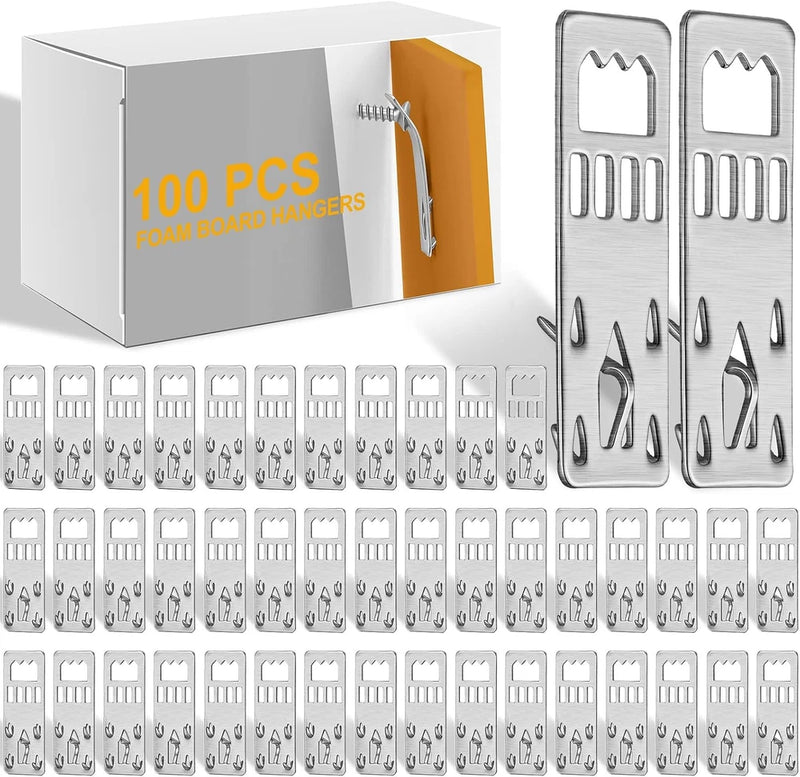 Morningro 100-Pack Nailess Foam Board Hangers, Press-In Sawtooth Picture Frame Model