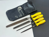 Snap-On Tools USA HBF500Y 4pc CLASSIC YELLOW Hard Handle File Set & Kit Bag RARE Model