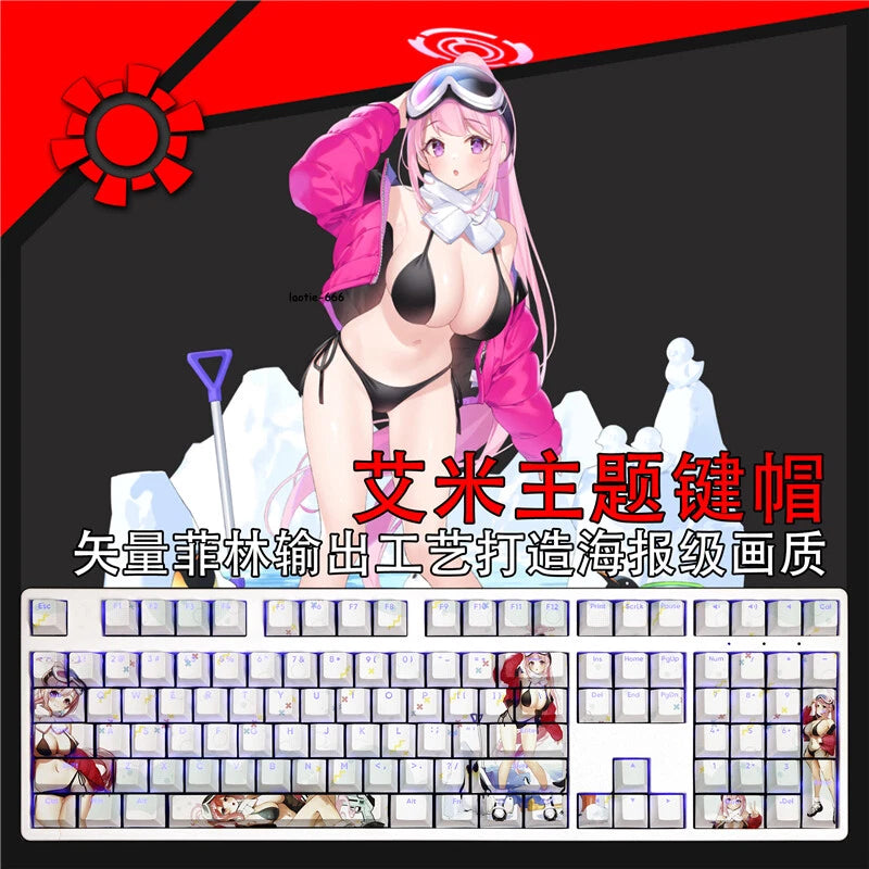 Blue Archive Bikini Eimi Keycap Dye-sub PBT 108 Keycaps for Cherry MX Keyboard Model