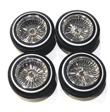 Lowrider 1/24-1/25 scale model car chrome shallow wire rims & white wall tires Model