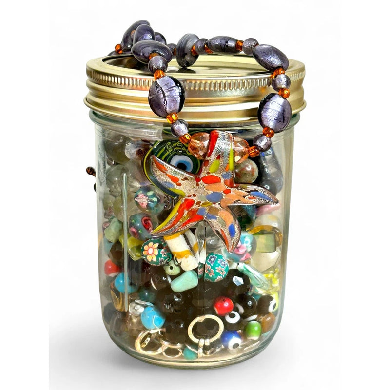 Loose Beads and Charms Mystery Jar Resin Glass Shell Unique Pieces for Crafting Charms