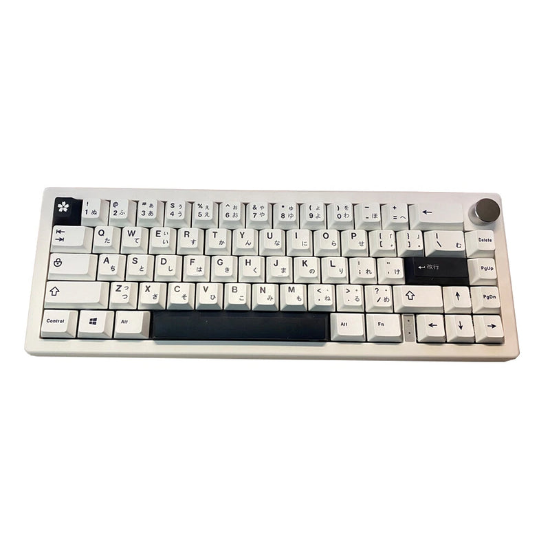 White Black Japanese Root Cherry Profile PBT Dye Subs Keycap Set For Meck Keeb Model