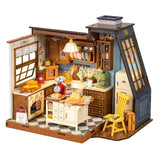Rolife DIY Miniature House Baking Kitchen Dollhouse Kit  LED Light New Gifts Model