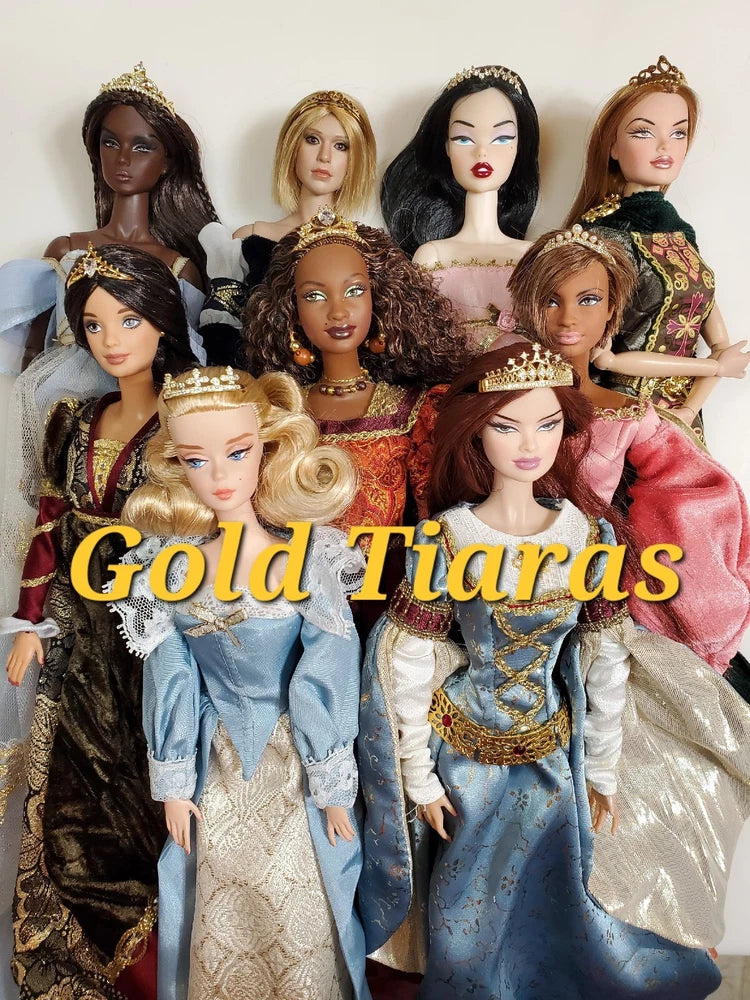 1/6 GOLD Metal Tiara Crown Crystal Barbiee Phicen Queen Princess Model Muse Doll Model