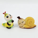 Vintage Anamorphic Caterpillar Snail Made In Hong Kong Lot of 2 Model