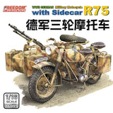 Freedom 16005 1/16 WWII German Military Motocycle R75 with Sidecar Model Kit Model