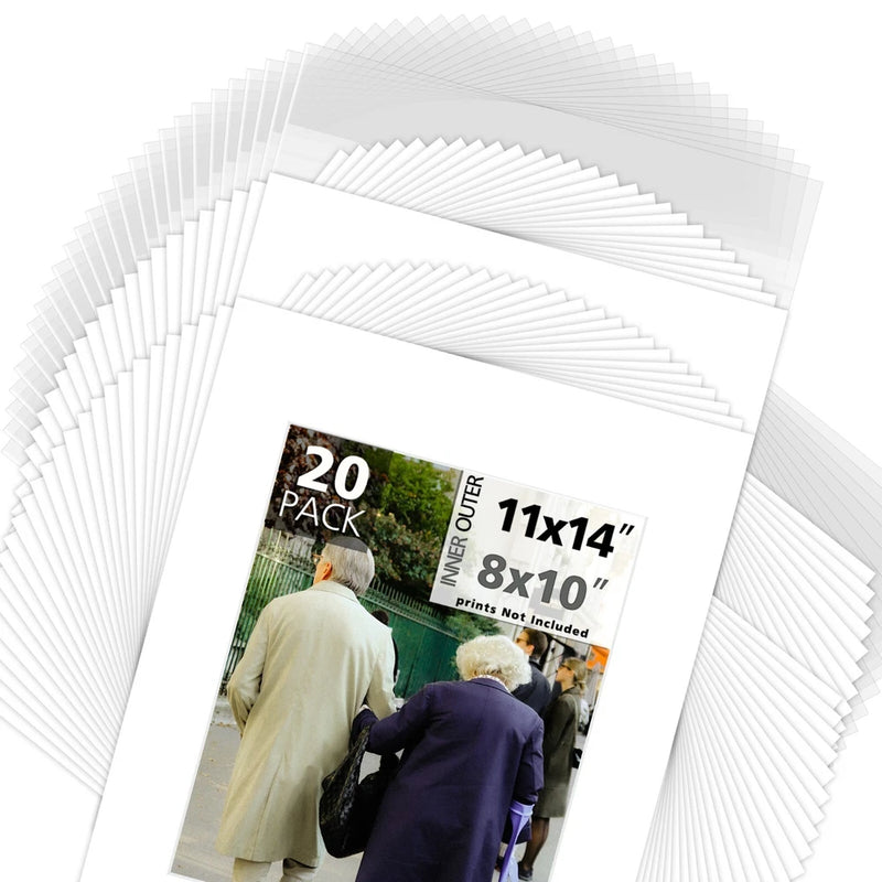 11x14 Clear Photo Mat Set Fits 8x10 4-Ply Acid-Free Backing + Clear Bags Picture Model