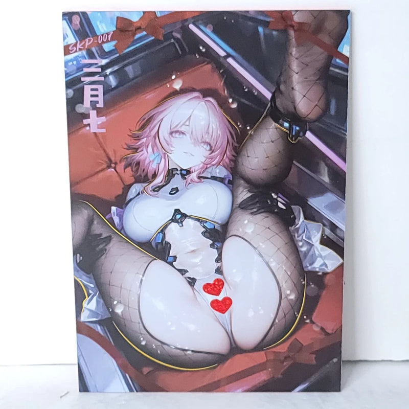 March 7th Waifu Card Anime Girl Laying Sofa Wall Art Oversized Board A5 Model