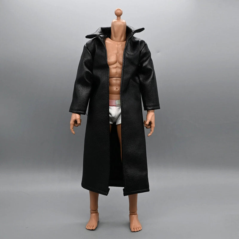 1/6 Scale Male Black Long Leather Jacket Model For 12" BJD OB27 Figure Body Model