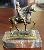 Vintage Napoleon Bonaparte Horseback Figurine Marble Base Metal Equestrian Statu Model